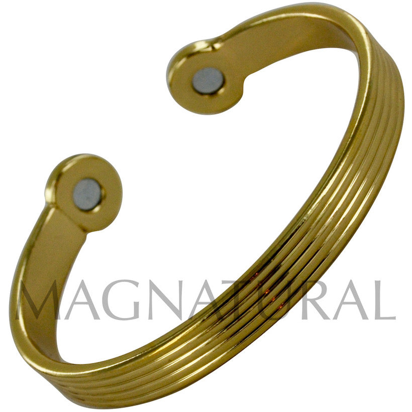 Copper Bracelet 2 Magnet Lines Gold