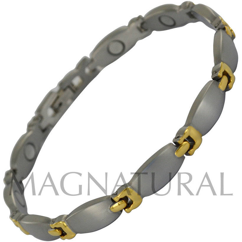 Titanium Magnetic Gold Link Bracelet