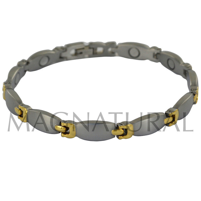 Titanium Magnetic Gold Link Bracelet