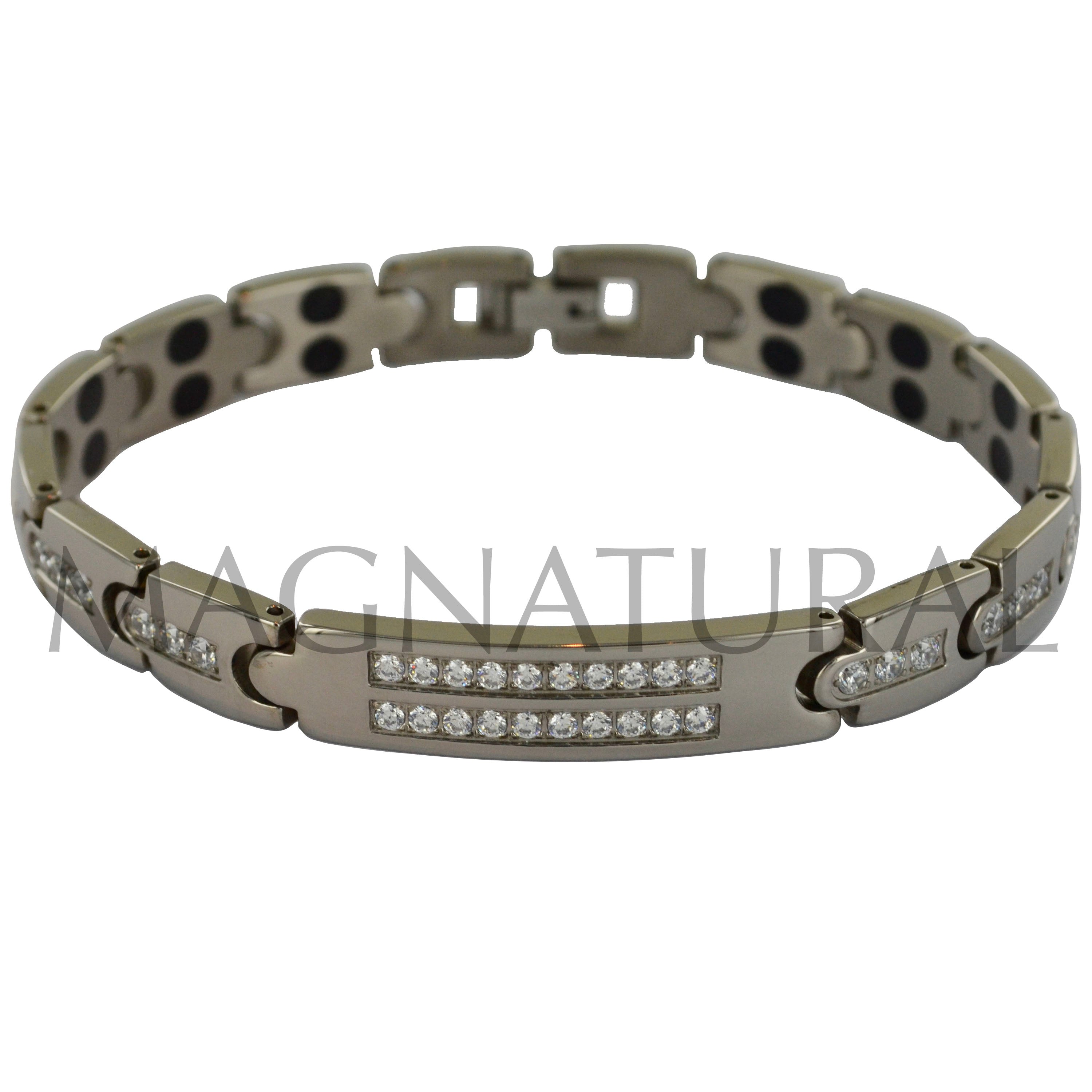 Titanium Magnetic ID Crystal Bracelet
